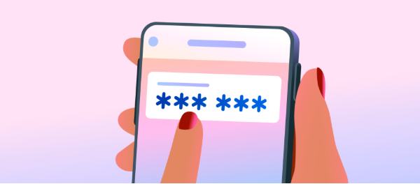 Illustration of a phone displaying an authentication code
